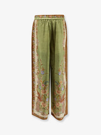Zimmermann Women's Indra Silk Trousers Green