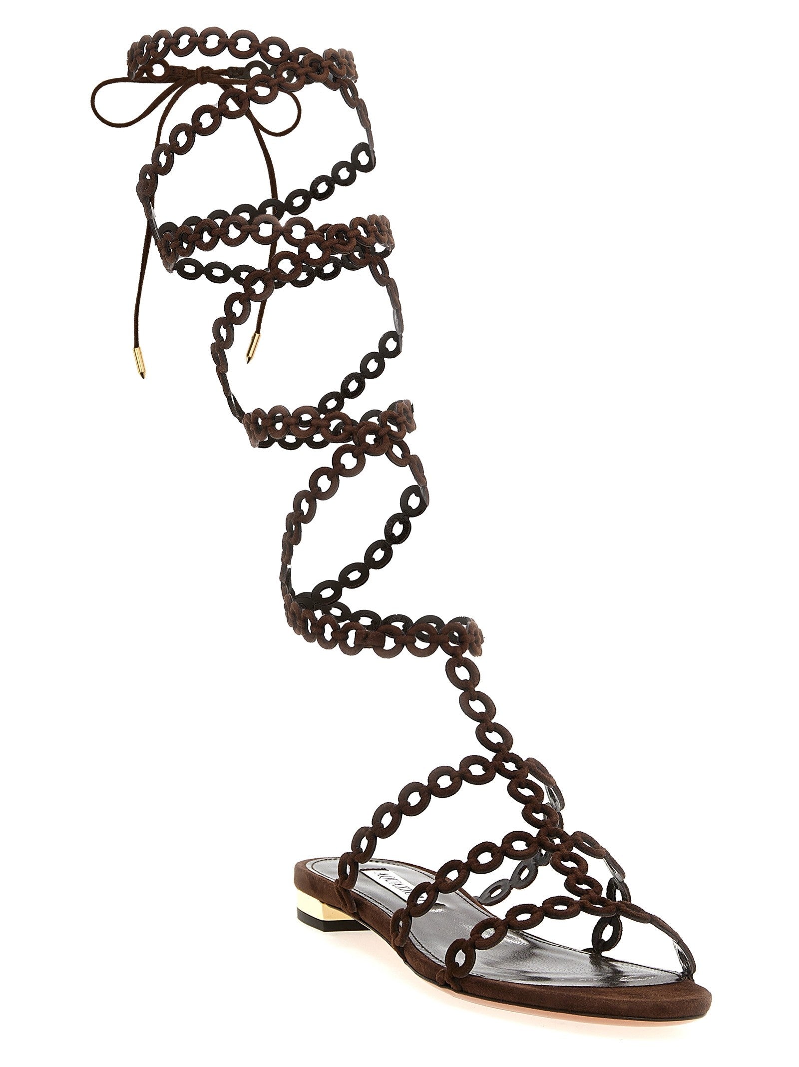 Aquazzura Infinity Chain Gladiator Sandals Brown