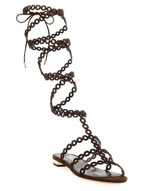 Aquazzura Infinity Chain Gladiator Sandals Brown