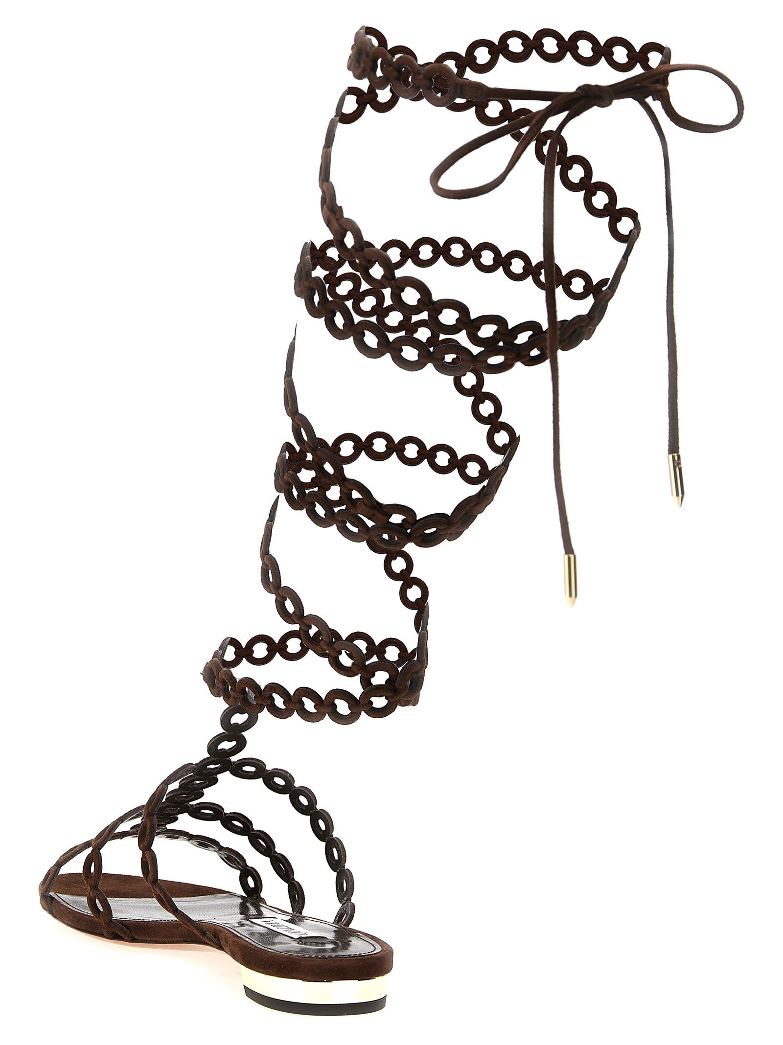 Aquazzura Infinity Chain Gladiator Sandals Brown