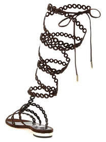 Aquazzura Infinity Chain Gladiator Sandals Brown