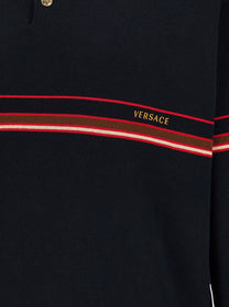 Versace Inlaid Striped Polo Shirt Blue