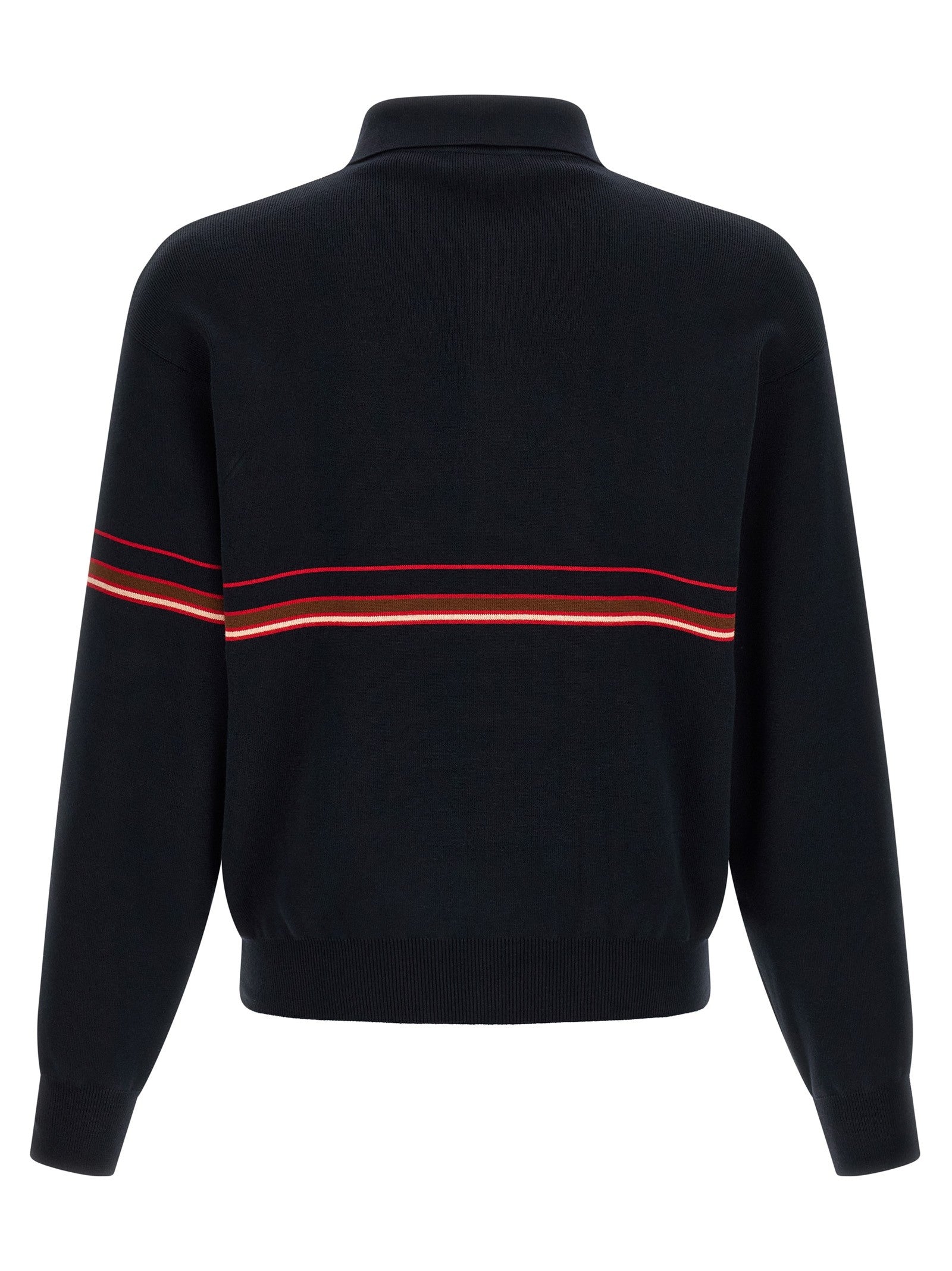 Versace Inlaid Striped Polo Shirt Blue