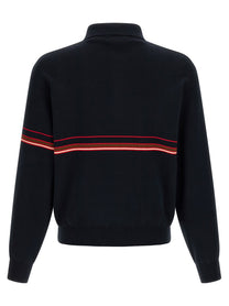 Versace Inlaid Striped Polo Shirt Blue