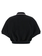 T By Alexander Wang Intarsia Collar Polo Shirt Black, view 2