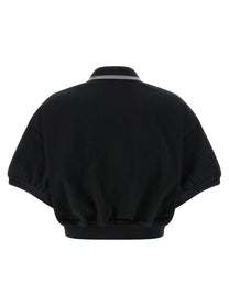 T By Alexander Wang Intarsia Collar Polo Shirt Black
