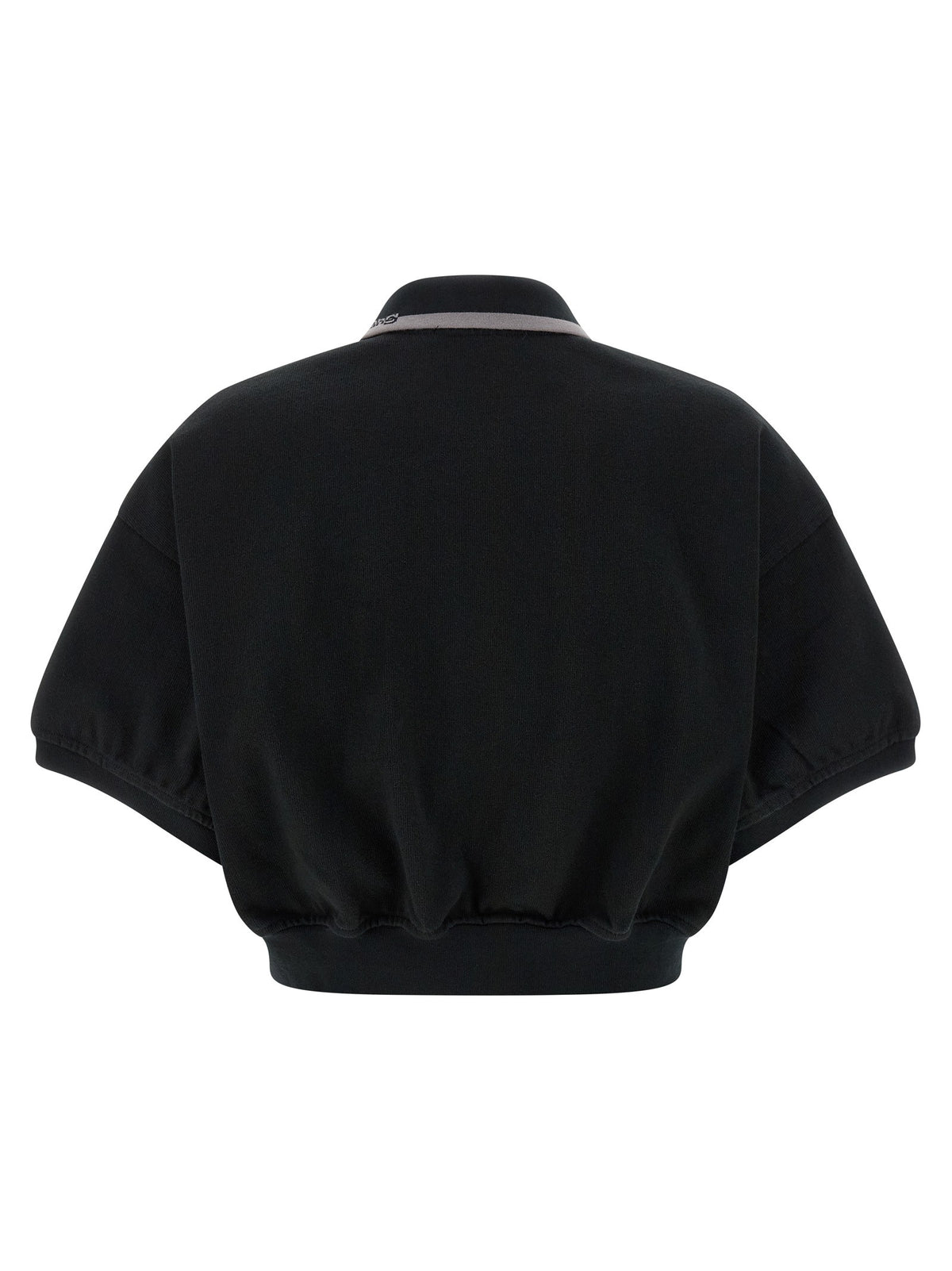 T By Alexander Wang Intarsia Collar Polo Shirt Black, view 2