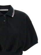 T By Alexander Wang Intarsia Collar Polo Shirt Black, view 3