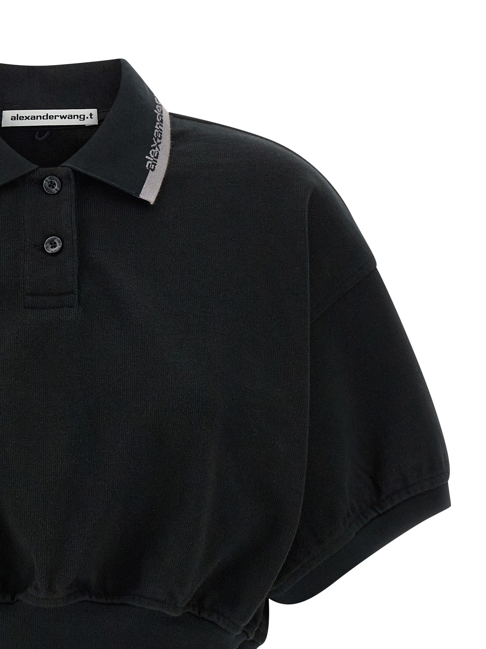 T By Alexander Wang Intarsia Collar Polo Shirt Black