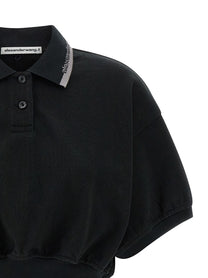 T By Alexander Wang Intarsia Collar Polo Shirt Black
