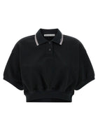 T By Alexander Wang Intarsia Collar Polo Shirt Black