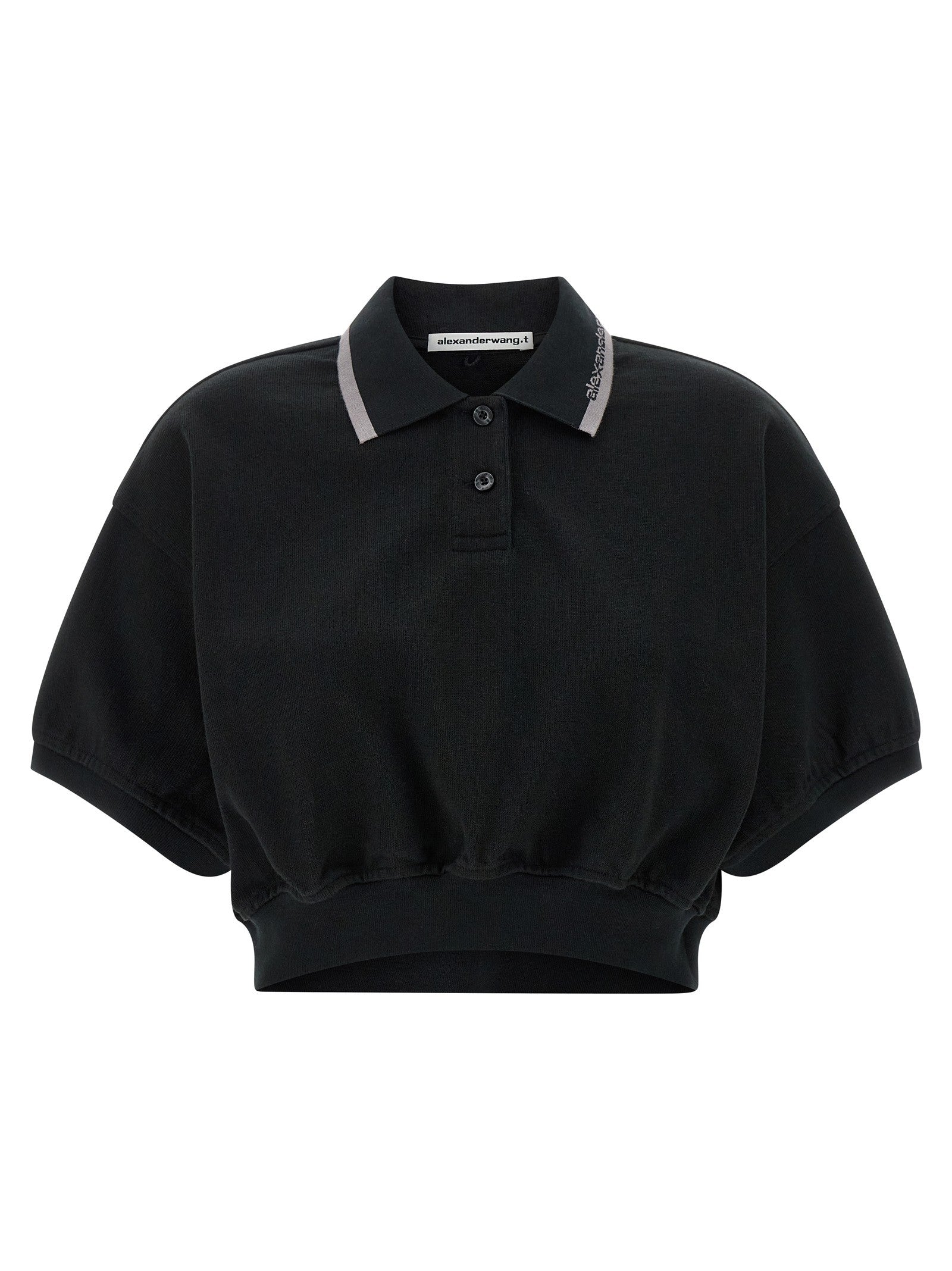 T By Alexander Wang Intarsia Collar Polo Shirt Black