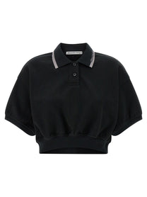 T By Alexander Wang Intarsia Collar Polo Shirt Black