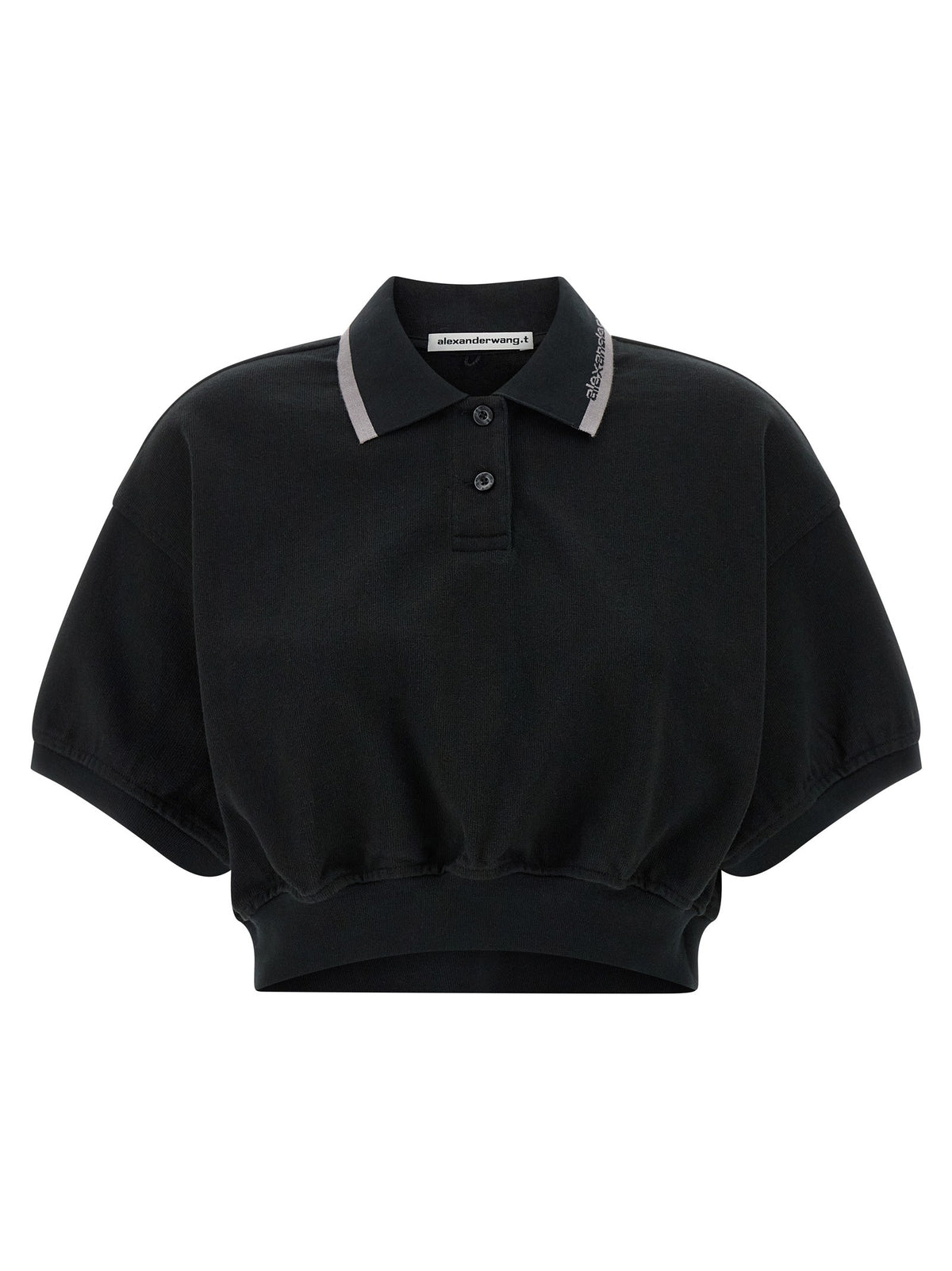 T By Alexander Wang Intarsia Collar Polo Shirt Black