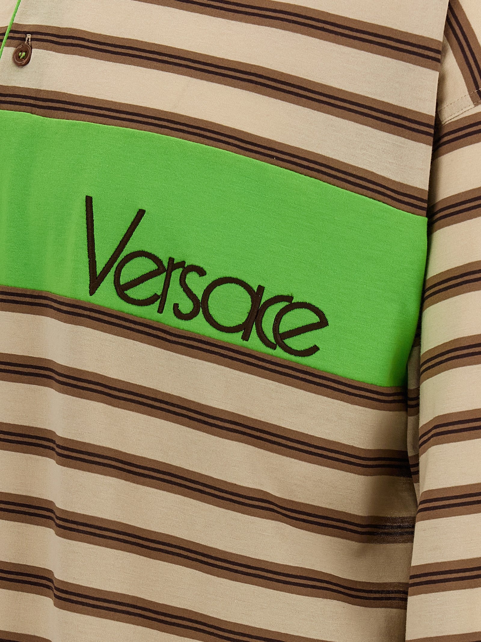 Versace Intarsia Polo Shirt Gold