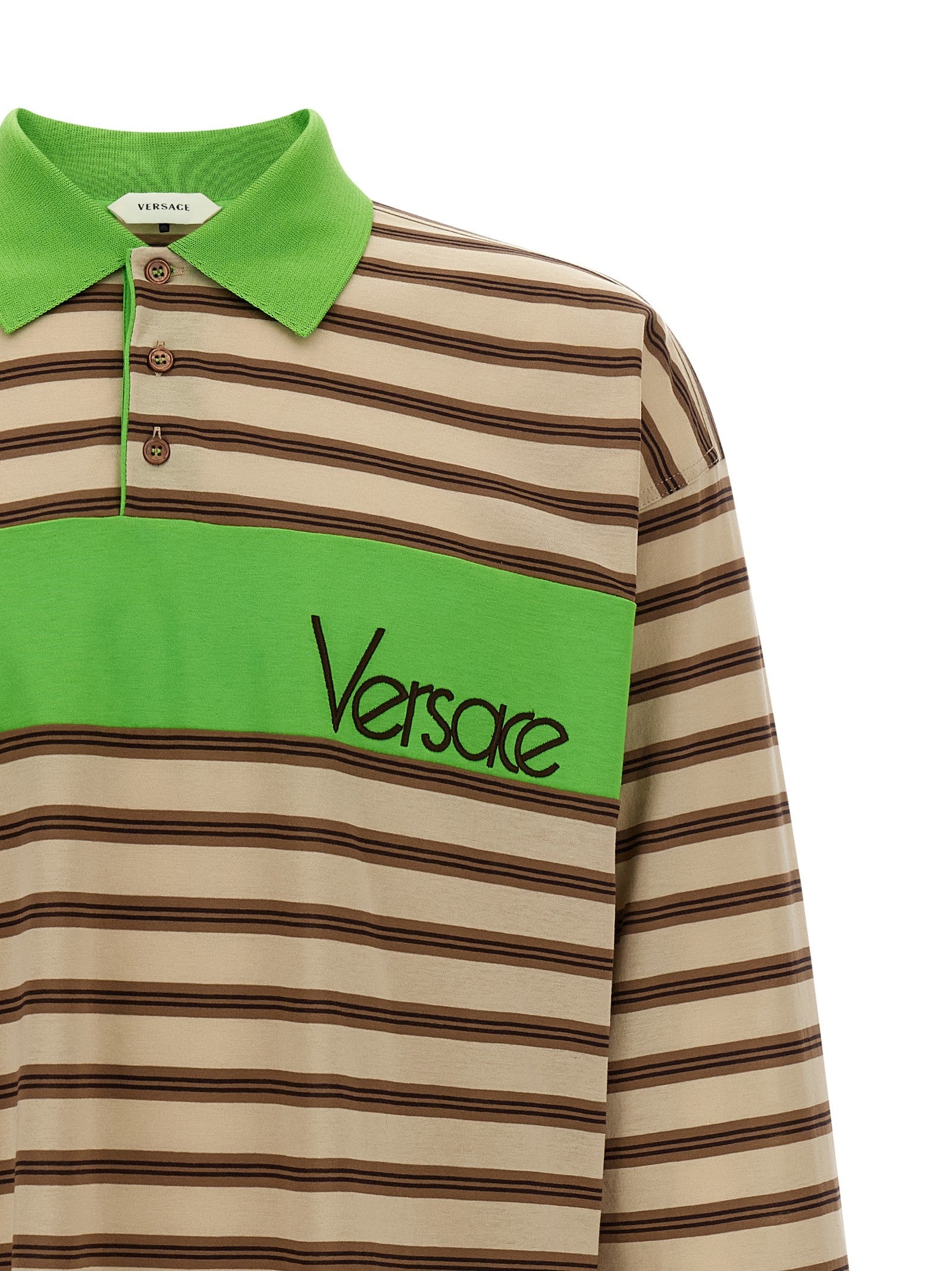 Versace Intarsia Polo Shirt Gold