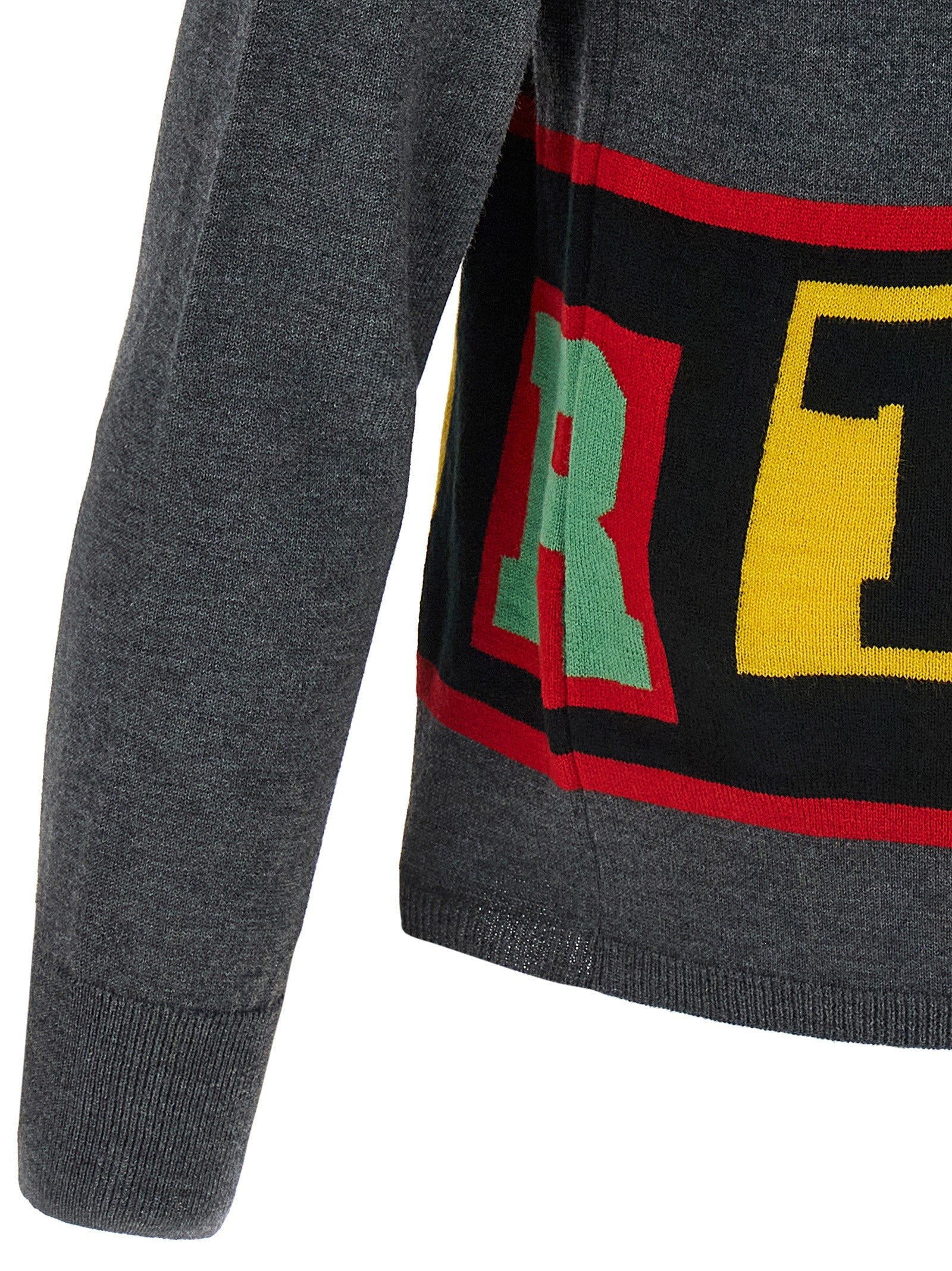 Comme Des Garcons Shirt Intarsia Sweater Grey