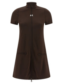 courrèges Interlock Tracksuit Mini Dress Brown