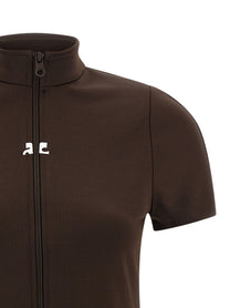 courrèges Interlock Tracksuit Mini Dress Brown
