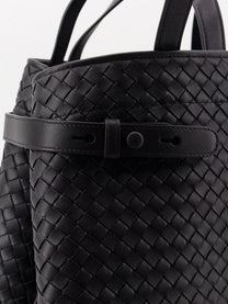 Bottega Veneta Men's Intreccio Leather Shoulder Bag Black