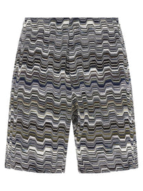 Missoni Irregular Zigzag Bermuda Shorts Green