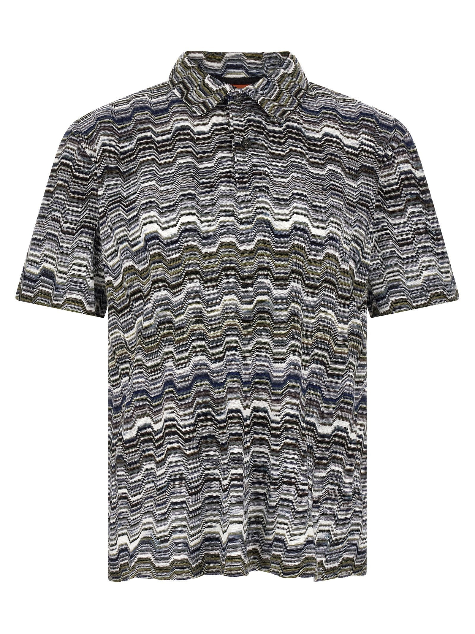 Missoni Irregular Zigzag Polo Shirt Green