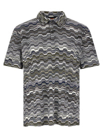 Missoni Irregular Zigzag Polo Shirt Green
