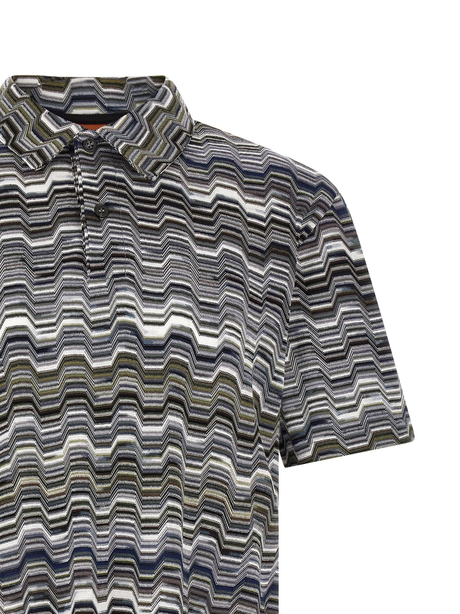 Missoni Irregular Zigzag Polo Shirt Green