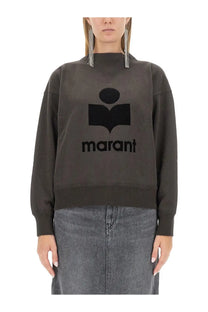 Dark gray oversized sweatshirt with bold black logo and brand name across the chest Isabel Marant Étoile Women Felpa Moby Black
