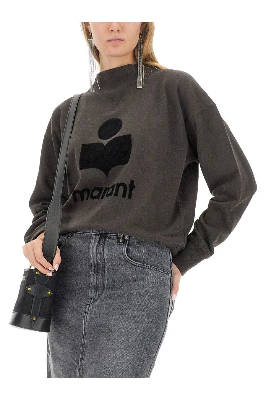 Isabel Marant Étoile women’s black oversized sweatshirt with black logo and marant text across the chest