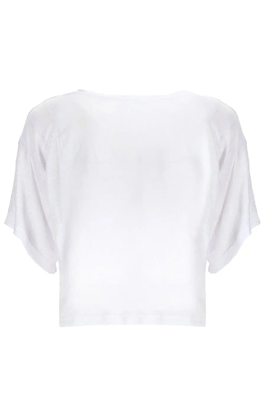 White cropped top by Isabel Marant Étoile with flowing batwing sleeves made of lightweight fabric