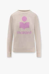 Beige Isabel Marant Étoile women’s Milly NY organic cotton sweatshirt with pink open book logo and brand name