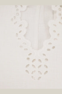White eyelet lace collar on isabel marant étoile women’s shana white cotton shirt front view