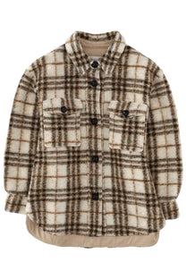 Isabel Marant Étoile women’s shirt harveli pink cream and brown plaid flannel with soft textured fabric