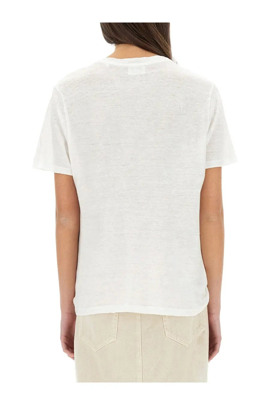 Isabel marant étoile women’s off-white linen blend t-shirt with relaxed fit and subtle texture