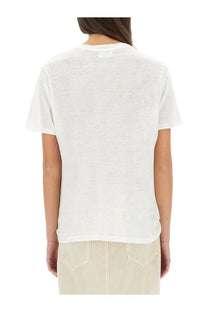 Isabel marant étoile women’s off-white linen blend t-shirt with relaxed fit and subtle texture