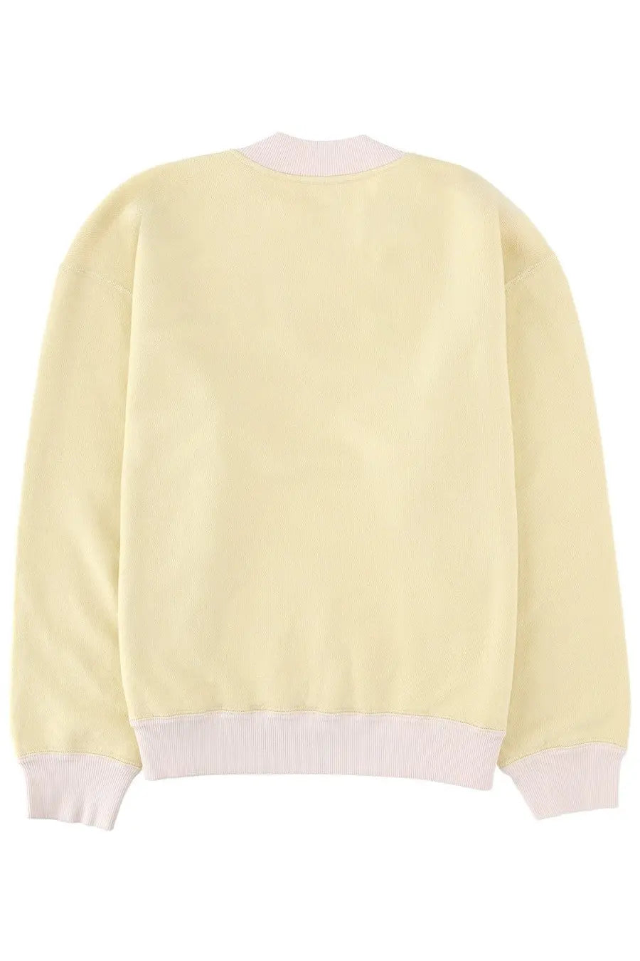 Isabel Marant men’s felpa mathias yellow pale yellow crewneck sweatshirt with ribbed light pink cuffs and hem