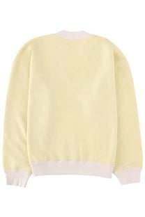 Isabel Marant men’s felpa mathias yellow pale yellow crewneck sweatshirt with ribbed light pink cuffs and hem