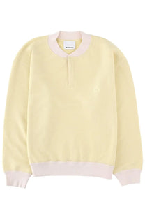 Isabel Marant men’s felpa Mathias yellow pastel crewneck sweatshirt with subtle chest logo and pale pink ribbed trim