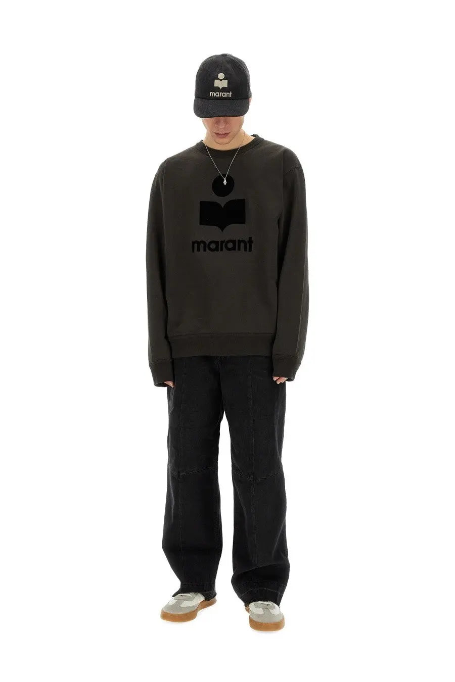 Isabel Marant men’s black felpa mikoy sweatshirt with bold black logo and brand name across the chest