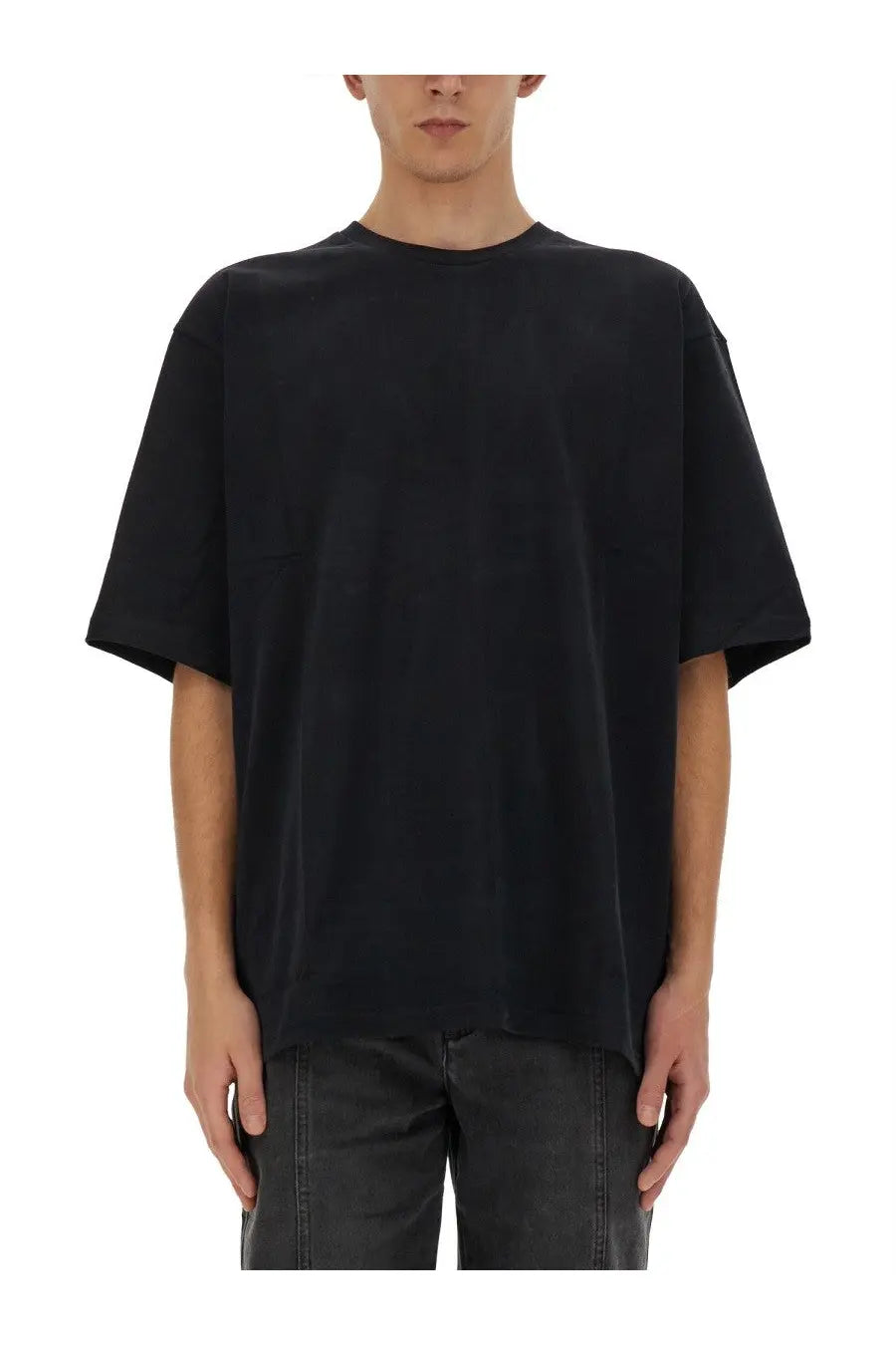 Isabel marant men’s guizy shirt black oversized cotton t-shirt with relaxed fit and subtle texture