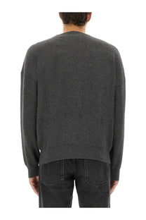 Isabel Marant men’s jersey grey dark gray textured knit sweater showcasing front side details