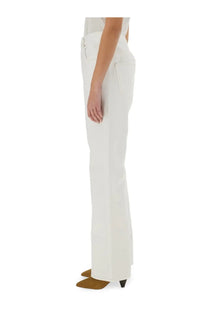 White high-waisted flared trousers with a clean tailored cut from isabel marant womens belvira jeans white