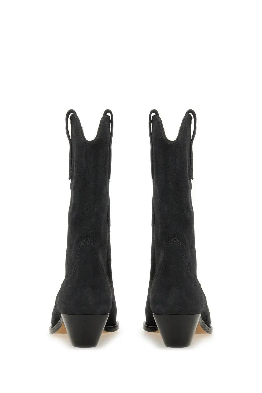 Isabel Marant women’s boot duerto black suede cowboy boots with sleek minimalist design and sturdy block heels