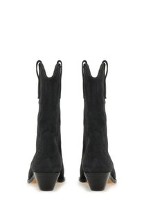 Isabel Marant women’s boot duerto black suede cowboy boots with sleek minimalist design and sturdy block heels