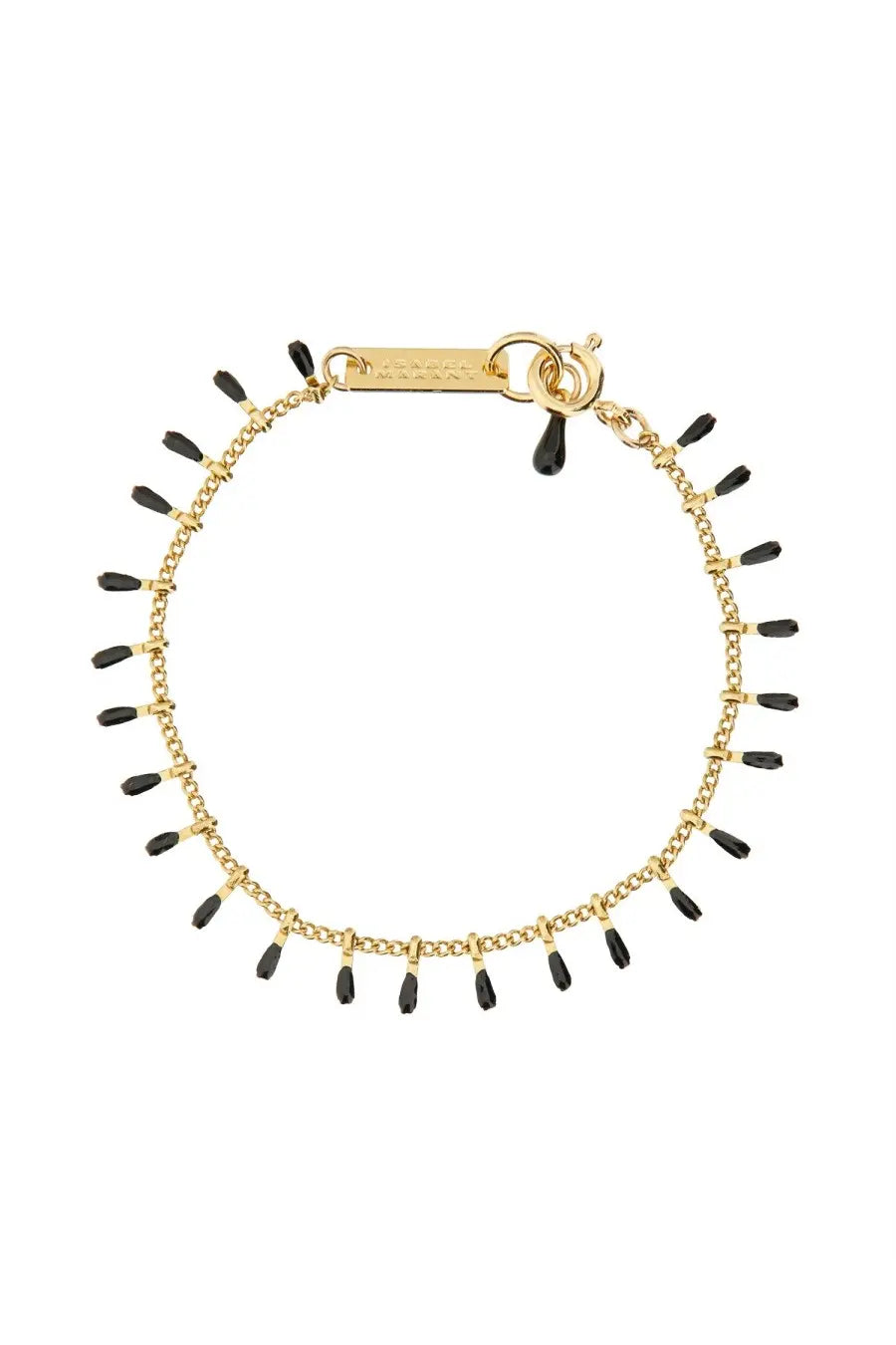 Isabel Marant women’s gold-toned chain bracelet with evenly spaced black teardrop beads bracciale casablanca black