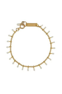 Isabel Marant women’s bracciale Casablanca gold chain bracelet with delicate white teardrop-shaped beads