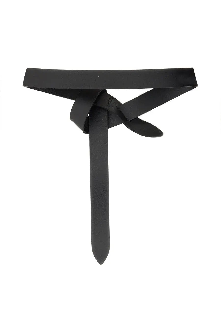 Isabel Marant women’s Cintura Lecce black leather belt with sleek minimalist design and pointed end