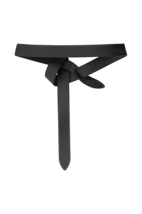 Isabel Marant women’s Cintura Lecce black leather belt with sleek minimalist design and pointed end