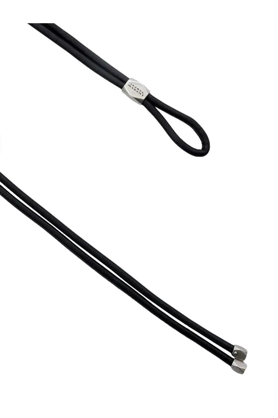 Isabel Marant women’s cintura silvia black elastic cord belt with silver metal ends and branded tag